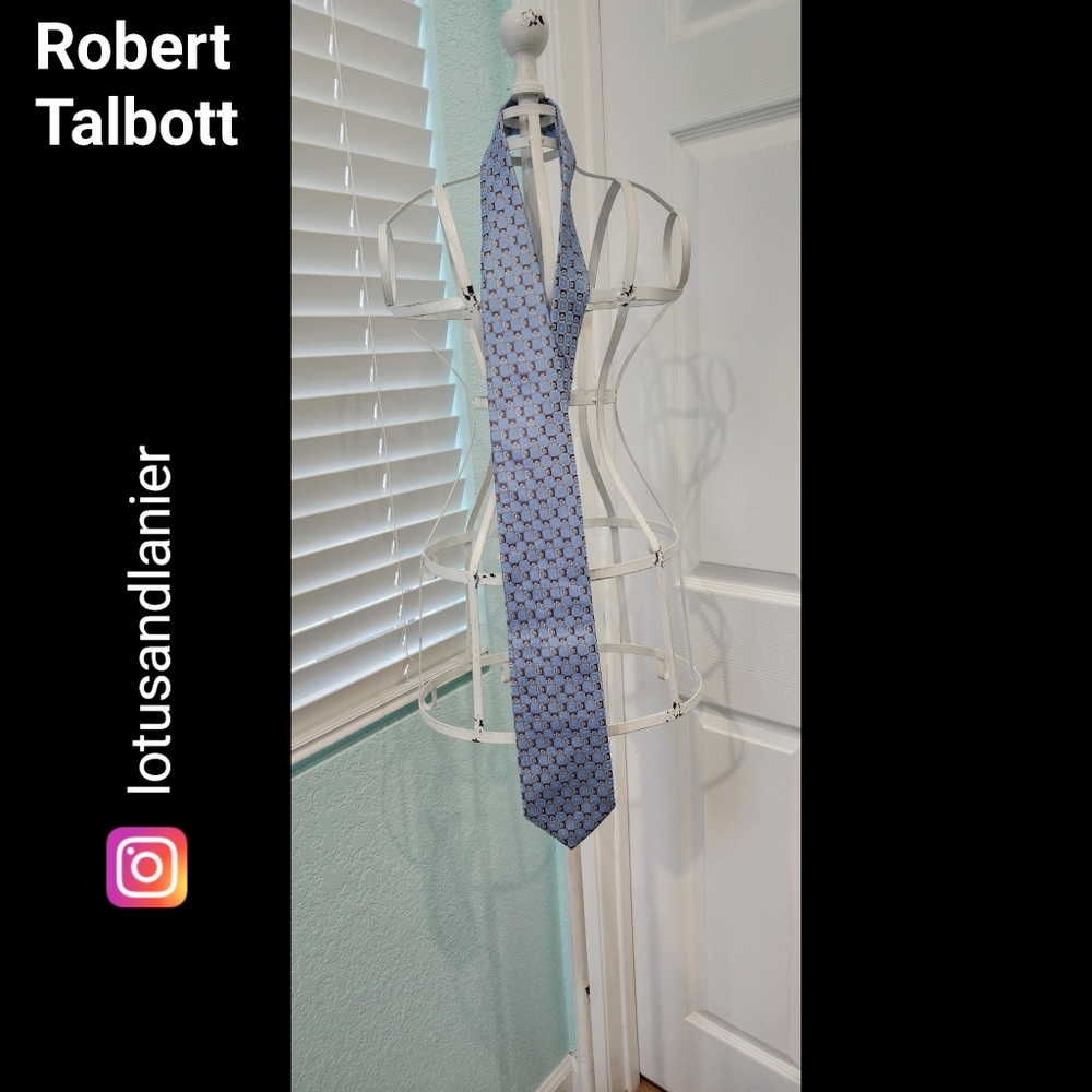 Robert Talbott Carmel Blue Patterned Hand Sewn Ti… - image 1